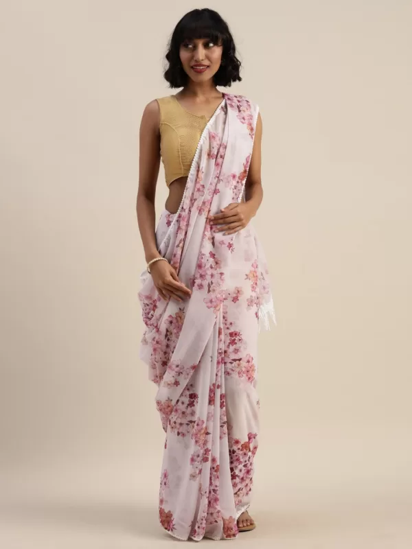 Four Seasons Digital Printed Bollywood White Georgette Saree