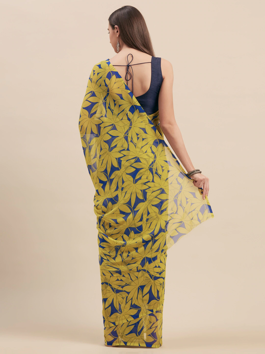 Four Seasons Floral Printed Georgette Saree With Dupion Blouse