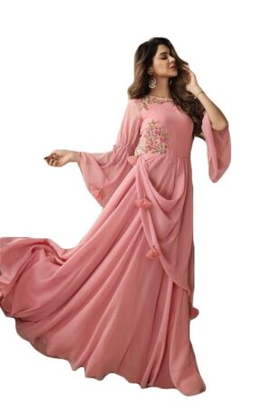 Opulent Pink Designer Embellished Partywear Gown